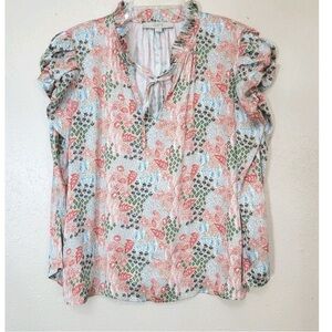 Elegant Floral Print Blouse with Ruffle Details